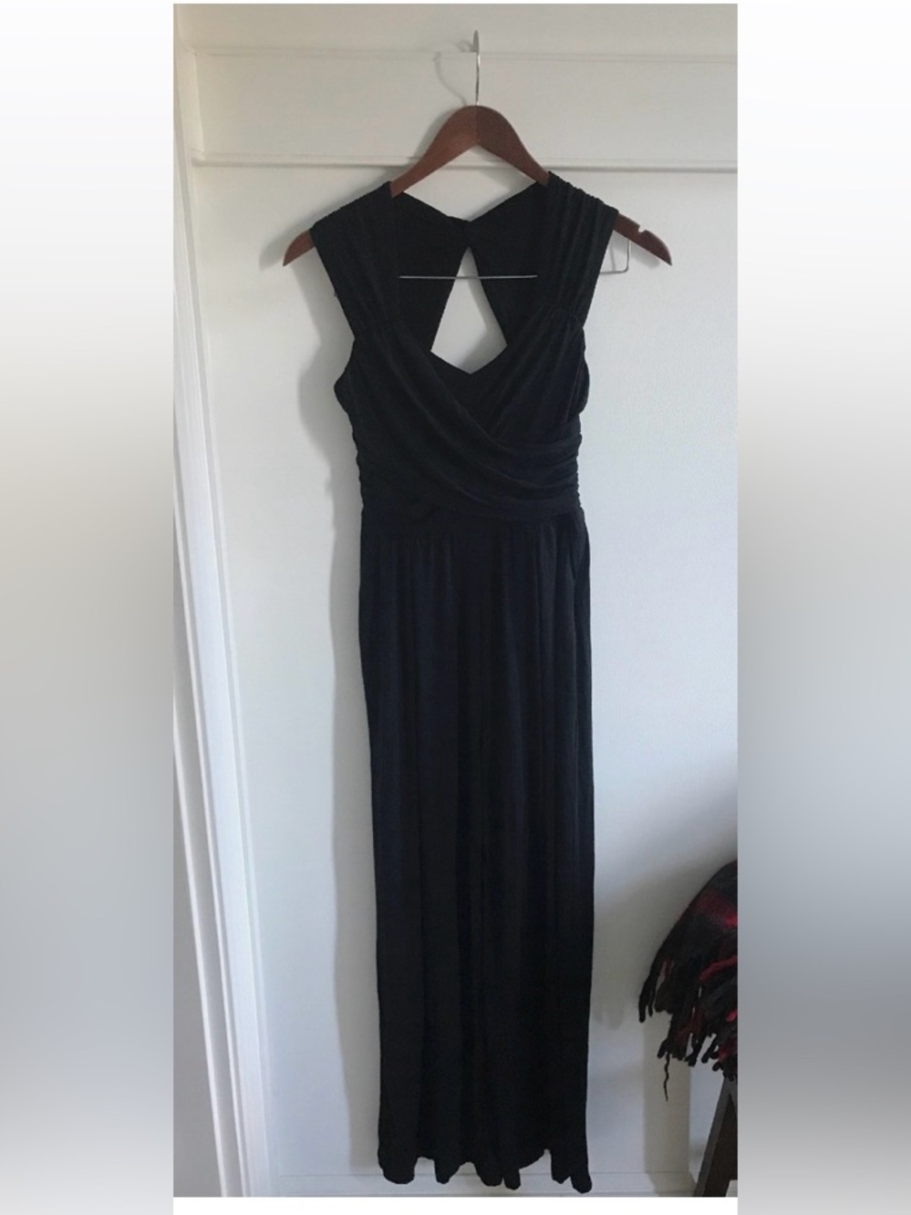 NWT Anthropologie Black Draped Maxi Jumpsuit